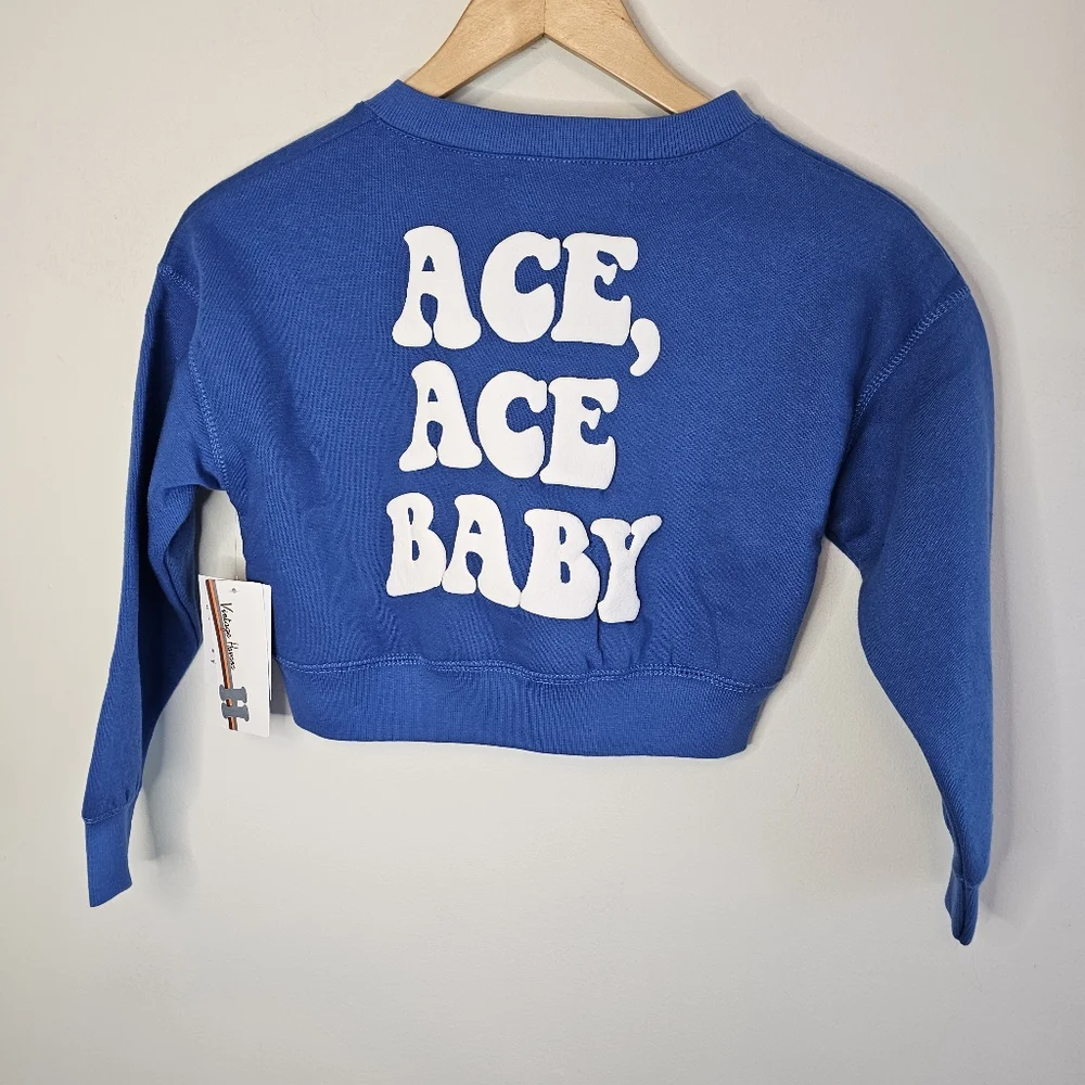 NWT Vintage Havana Girls Ace Ace Baby Cropped V-Neck Sweatshirt Size 7/8